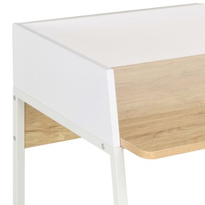 vidaXL skrivebord 90x60x88 cm hvid og egetræsfarvet