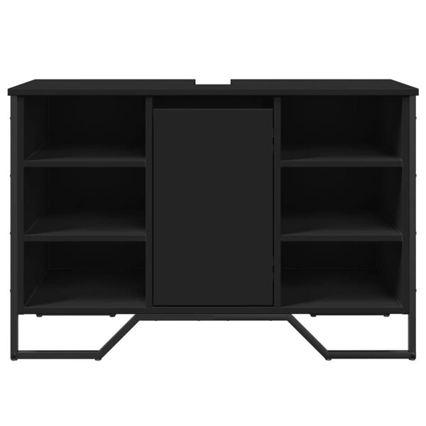 vidaXL underskab til h&aring;ndvask 91x35x60 cm konstrueret tr&aelig; sort