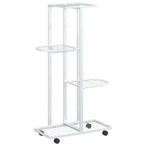 vidaXL blomsterstativ 4 niveauer med hjul 44x23x80 cm jern hvid