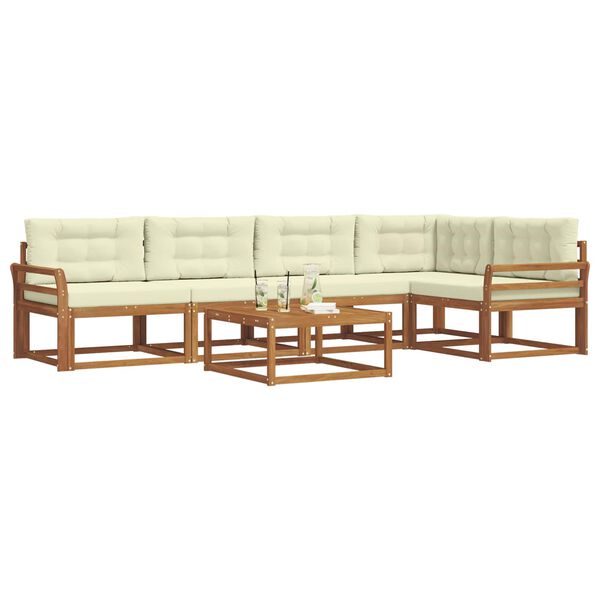 vidaXL Udend&oslash;rs sofagruppe med pude 6 pcs Naturlig og Fl&oslash;de