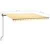 vidaXL markise m. LED-lys + vindsensor 4x3 m automatisk gul og hvid