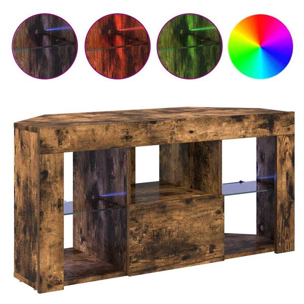 vidaXL Hj&oslash;rne LED TV Skab R&oslash;get eg 100 x 40 x 50 cm Konstrueret tr&aelig;