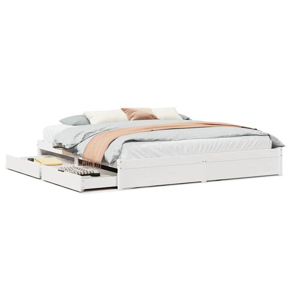 vidaXL sengeramme uden madras 180x200 cm massivt fyrretr&aelig; hvid