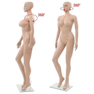 vidaXL sexet kvindelig mannequin med glassokkel beige 180 cm