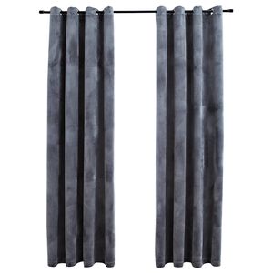 vidaXL m&oslash;rkl&aelig;gningsgardiner 2 stk. ringe 140 x 245 cm fl&oslash;jl antracit