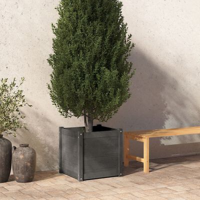 vidaXL plantekasse 50x50x50 cm massivt fyrretræ grå