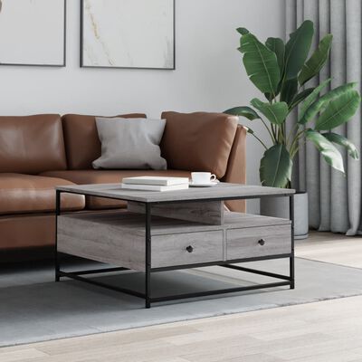 vidaXL sofabord 80x80x45 cm konstrueret træ grå sonoma-eg
