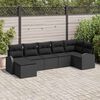 vidaXL Havesofa S&aelig;t med pude 7 pcs Sort Poly rattan