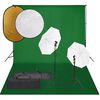 vidaXL fotostudies&aelig;t med lampes&aelig;t + baggrund og reflektor