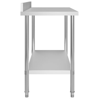 vidaXL arbejdsbord til køkken m. stænkplade 120x60x93 cm rustfrit stål