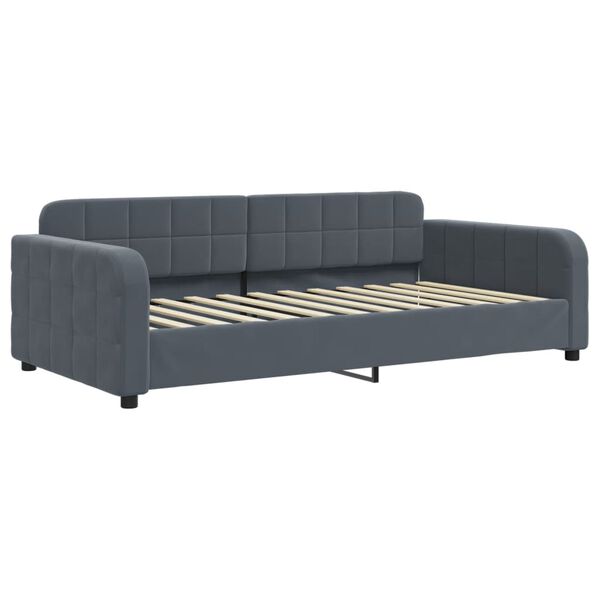 vidaXL daybed 90x200 cm velour m&oslash;rkegr&aring;