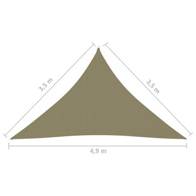 vidaXL solsejl 3,5x3,5x4,9 m trekantet oxfordstof beige