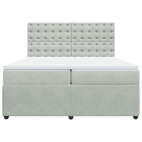 vidaXL kontinentalseng med madras 200x200 cm fl&oslash;jl lysegr&aring;