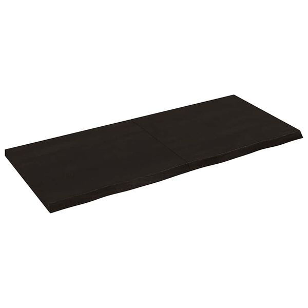 vidaXL bordplade 140x60x(2-4) cm behandlet massivt egetræ mørkebrun