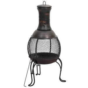 vidaXL havepejs med ildrager 39x39x90 cm st&aring;l