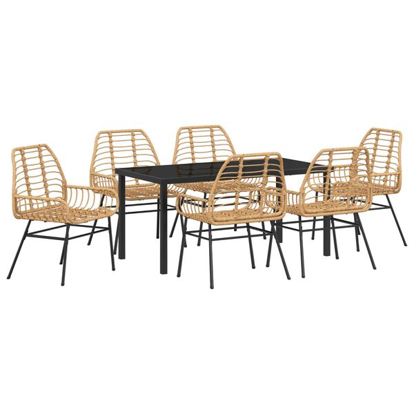 vidaXL Have Spisebordssæt 7 pcs Brun polyrattan