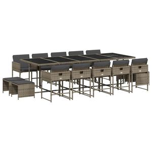 vidaXL spisebordss&aelig;t til haven 15 dele med hynder polyrattan gr&aring;