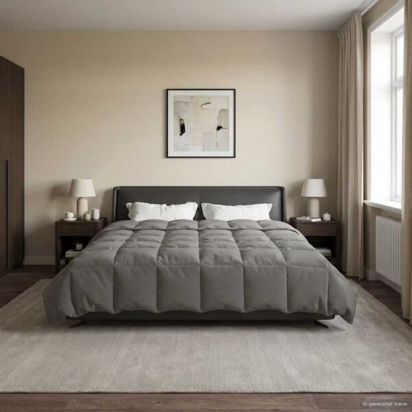 vidaXL Sommer dyne Quilting Lysegr&aring; 200 x 200 cm Mikrofiber