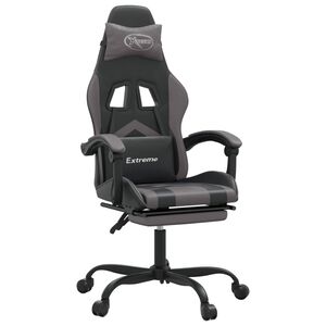 vidaXL drejelig gamingstol med fodst&oslash;tte kunstl&aelig;der sort og gr&aring;