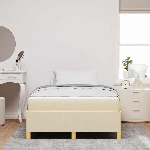 vidaXL Box spring seng med madras Hvid og Creme 120 x 190 cm Polyester