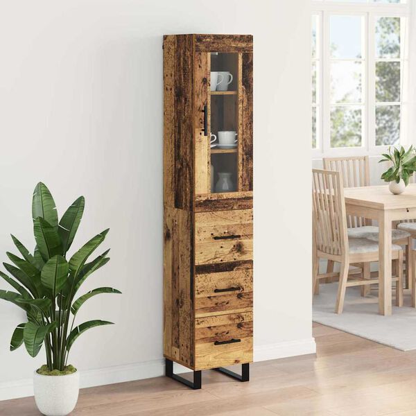 vidaXL Highboard Gammelt tr&aelig; 34,5 x 34 x 180 cm Konstrueret tr&aelig;