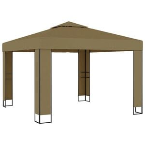 vidaXL pavillon med dobbelttag 3x3x2,7 m 180 g/m&sup2; gr&aring;brun
