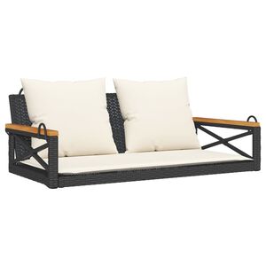 vidaXL gyngeb&aelig;nk med hynder 109x62x40 cm polyrattan sort