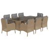 vidaXL spisebordss&aelig;t til haven 9 dele med hynder polyrattan beige