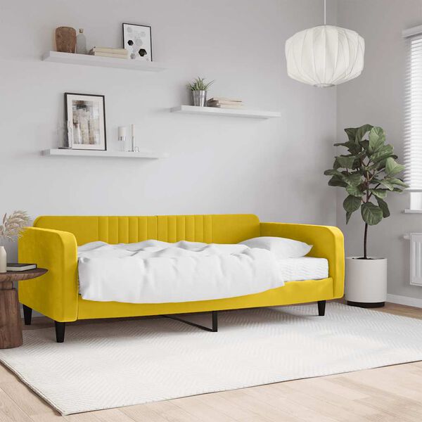 vidaXL daybed med madras 100x200 cm velour gul
