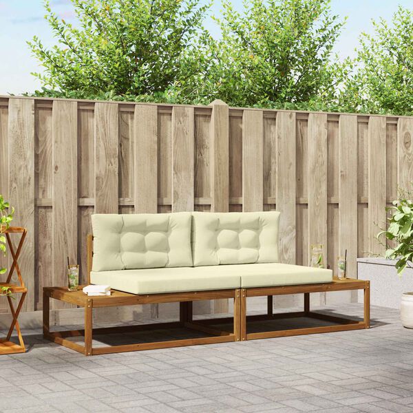 vidaXL Udend&oslash;rs sofagruppe med pude 2 Stk Naturlig og Fl&oslash;de