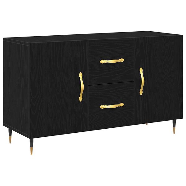 vidaXL Sideboard med skuffe Sort eg 100 x 36 x 60 cm Konstrueret træ