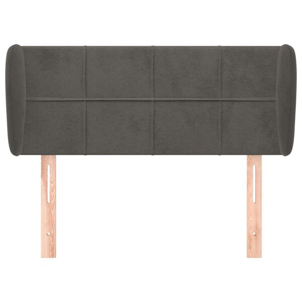 vidaXL sengegavl med kanter 83x23x78/88 cm fl&oslash;jl m&oslash;rkegr&aring;