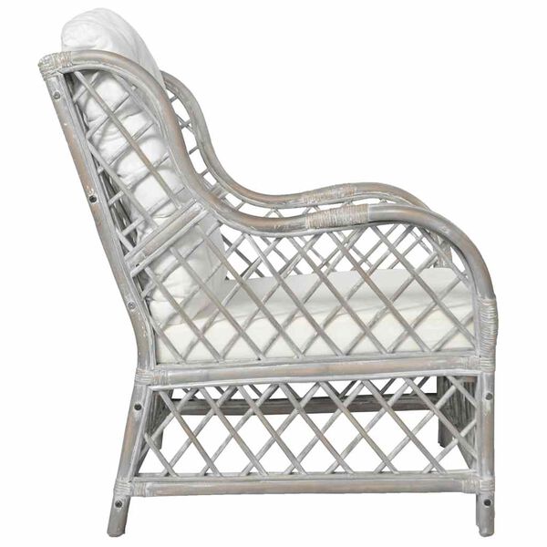 vidaXL lænestol med hynde naturlig rattan og hør grå