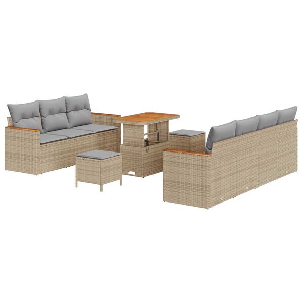 vidaXL Havesofa S&aelig;t 10 pcs Beige polyrattan