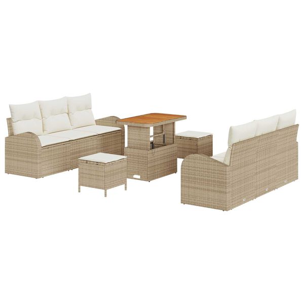 vidaXL Havesofa Sæt med pude 9 pcs Beige Poly rattan