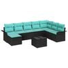 vidaXL Havesofa S&aelig;t med pude med opbevaring 9 pcs Sort Poly rattan