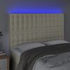 vidaXL sengegavl med LED-lys 144x5x118/128 cm kunstl&aelig;der cremefarvet