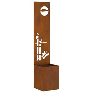 vidaXL Have privatliv sk&aelig;rm Fretwork Rusten 32 x 140 cm Forvitret st&aring;l