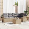 vidaXL Havesofa S&aelig;t med pude med opbevaring 6 pcs Beige Poly rattan