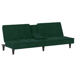 vidaXL sovesofa med kopholdere velour m&oslash;rkegr&oslash;n