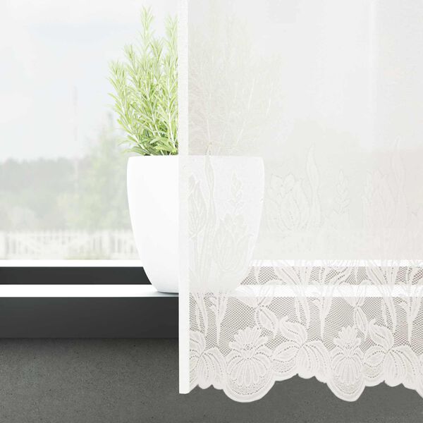 vidaXL Lace Gardin med gardiner Blomstret Hvid 140 x 400 cm Polyester