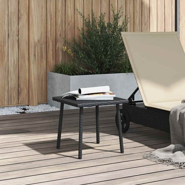 vidaXL havesofabord 40x40x37 cm firkantet polyrattan sort