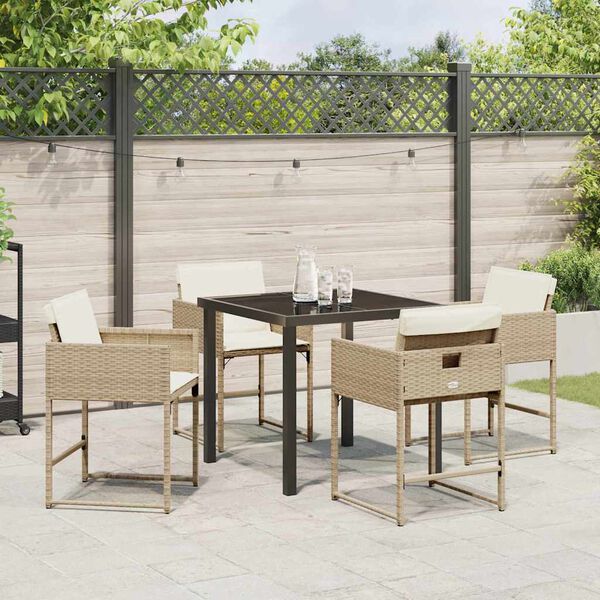 vidaXL Have Spisebordss&aelig;t 5 pcs Beige polyrattan