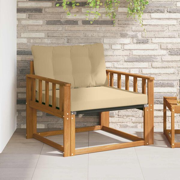 vidaXL Udend&oslash;rs sofagruppe Massiv akacietr&aelig; og Textilene Naturfarvet