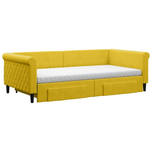 vidaXL daybed med udtr&aelig;k og skuffer 100x200 cm velour gul