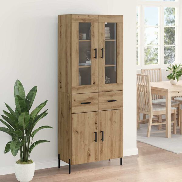 vidaXL Highboard Artisan Egetr&aelig; 69,5 x 34 x 180 cm Konstrueret tr&aelig;