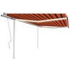 vidaXL markise med LED-lys 4,5x3,5 m manuel betjening orange og brun