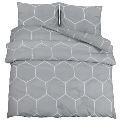 vidaXL sengetøj 140x200 cm bomuld grå