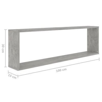 vidaXL væghylder 6 stk. 100x15x30 cm spånplade betongrå
