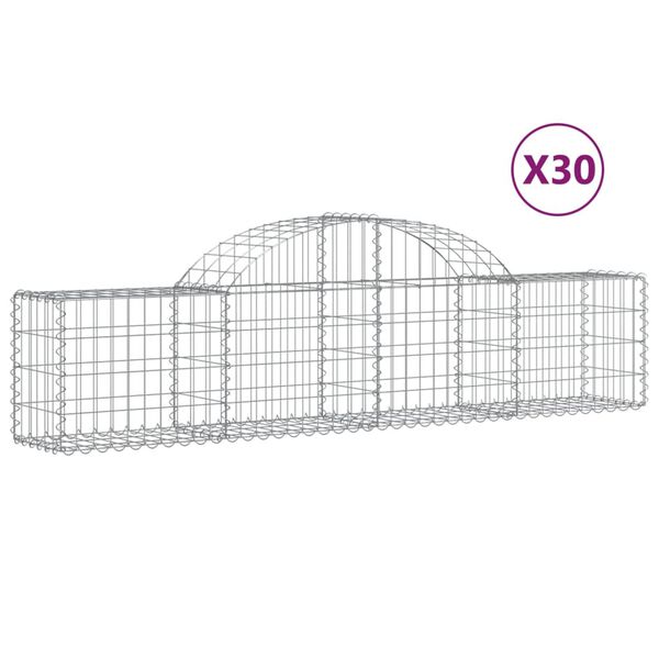 vidaXL buede gabionkurve 30 stk. 200x30x40/60 cm galvaniseret jern